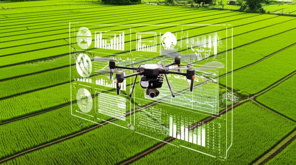 AI applications in Philippine agriculture showing drone monitoring of crops