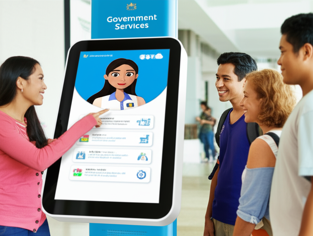 AI-powered government service kiosk being used by Filipino citizens